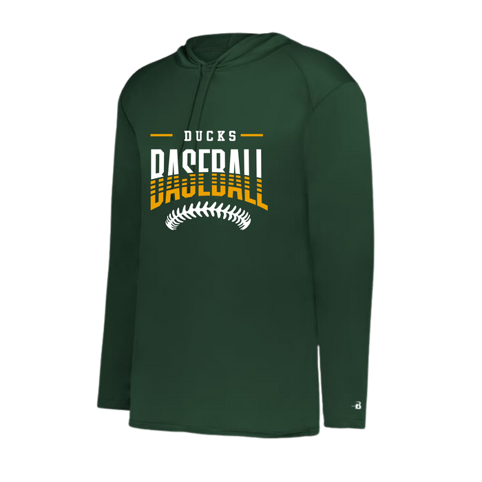 Long Sleeve DriFit w/ Hood Ducks baseball-Seams Underneath- Badger Brand