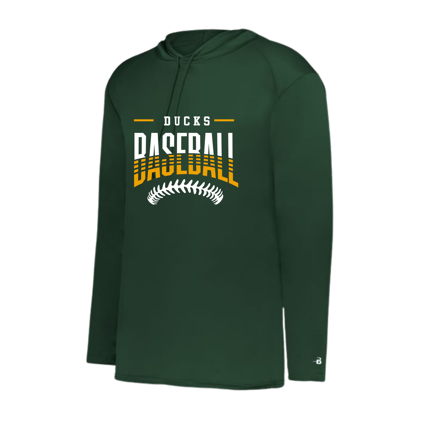 Long Sleeve DriFit w/ Hood Ducks baseball-Seams Underneath- Badger Brand