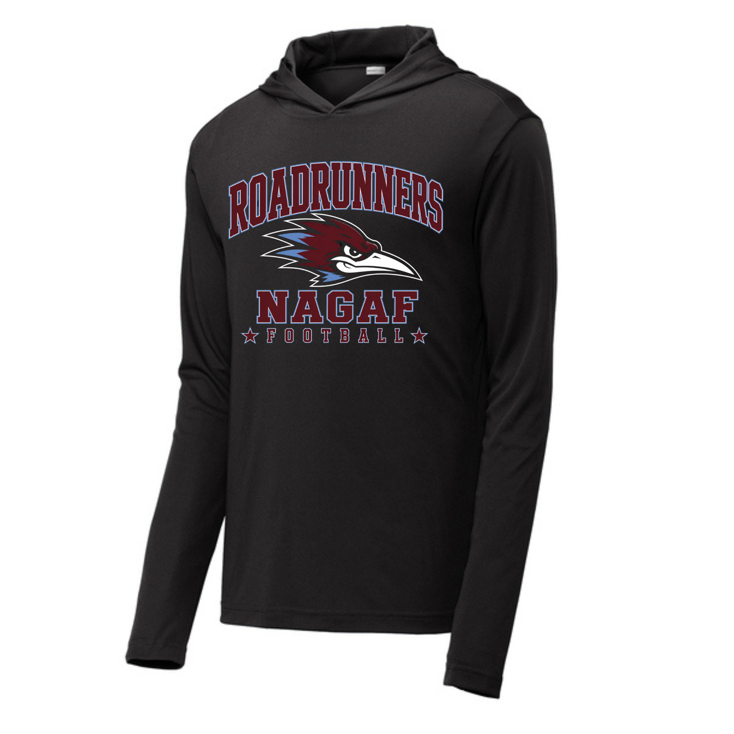 Long Sleeve Drifit w/ Hood- Roadrunner w/Stars (Badger Brand)