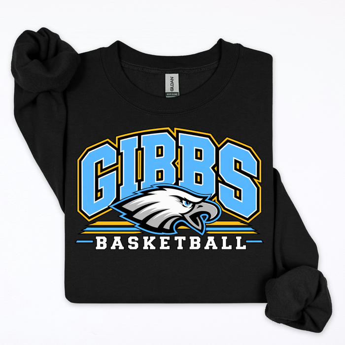 Gibbs Basketball- Eagle Logo & Lines (Black Shirt)