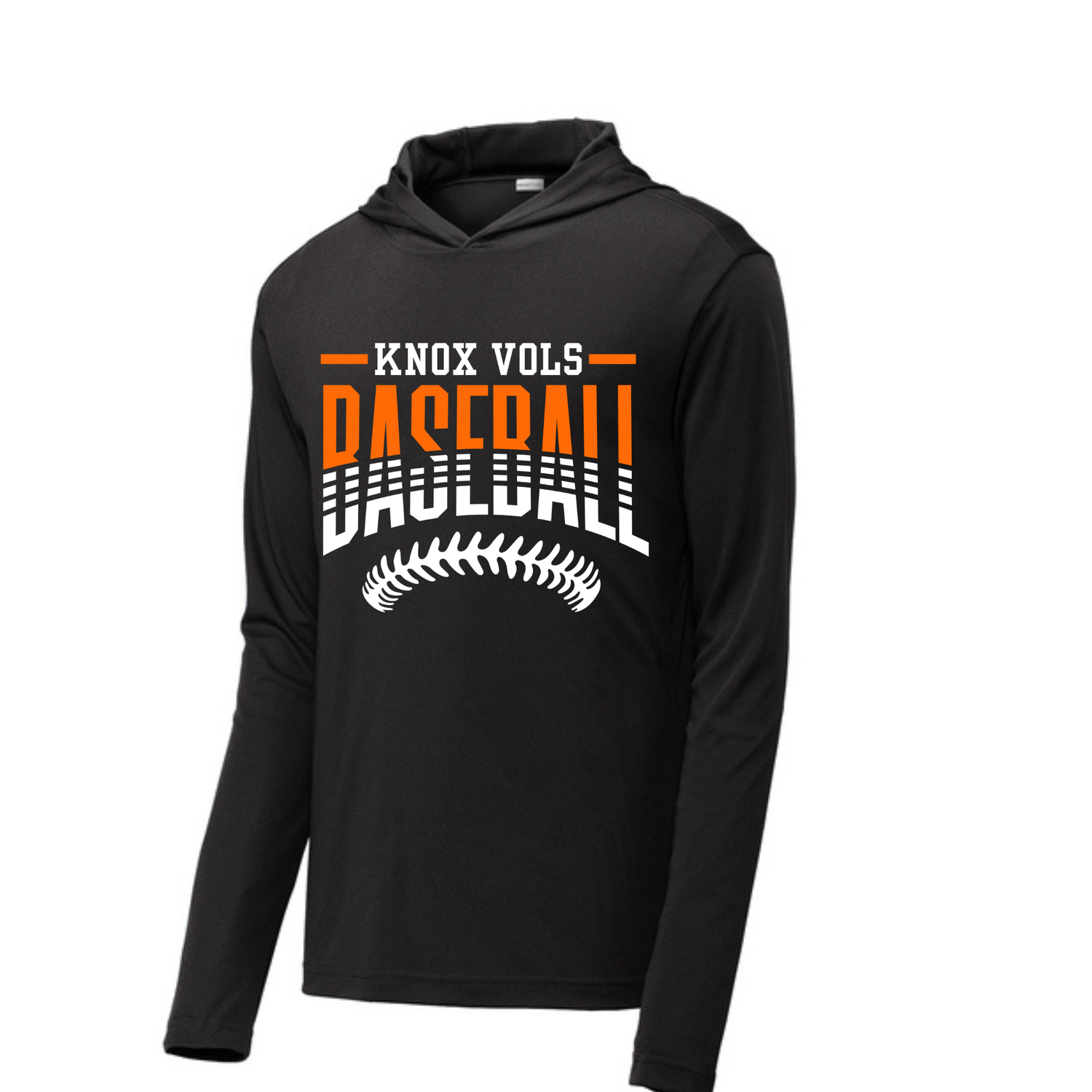 Long Sleeve Drifit w/ Hood- Knox Vols Baseball Seams Underneath