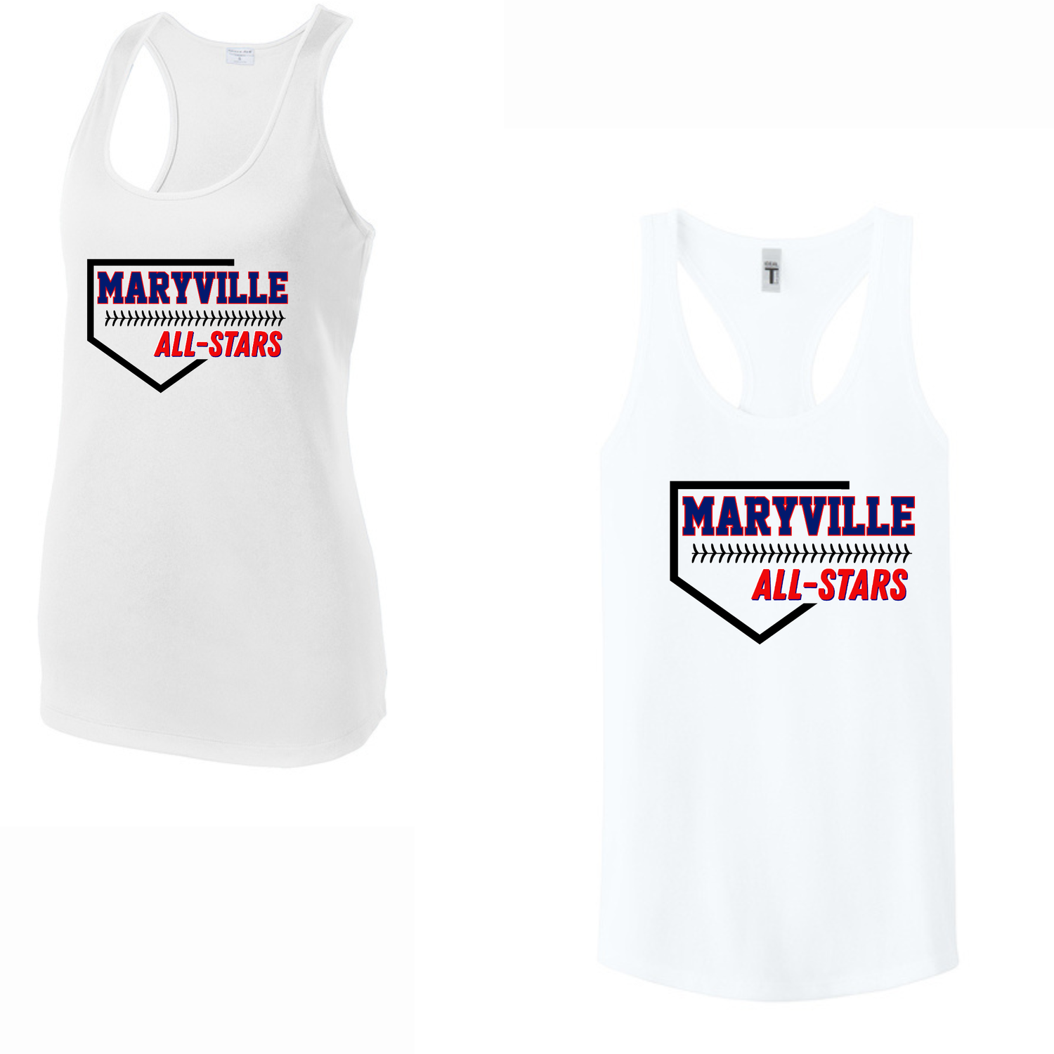 Womens Racerback Tank Top- Maryville Plate Strikethrough