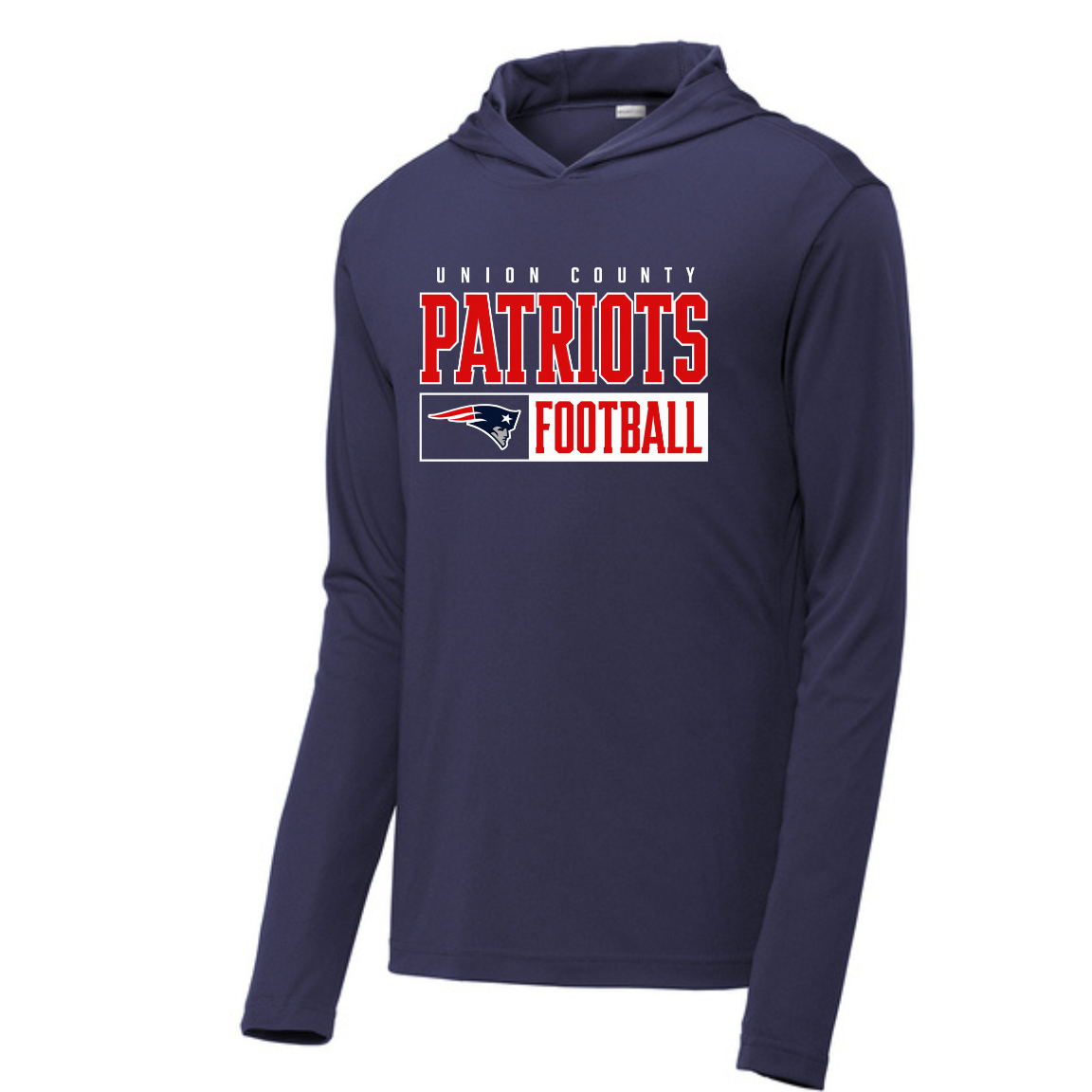 Long Sleeve Drifit w/ Hood- UC Patriots Football w/ Patriot