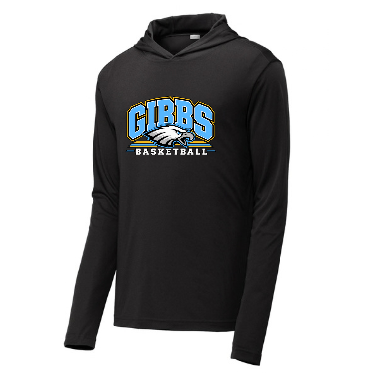 Long Sleeve Drifit w/ Hood- Gibbs Basketball- Eagle Logo w/ Lines