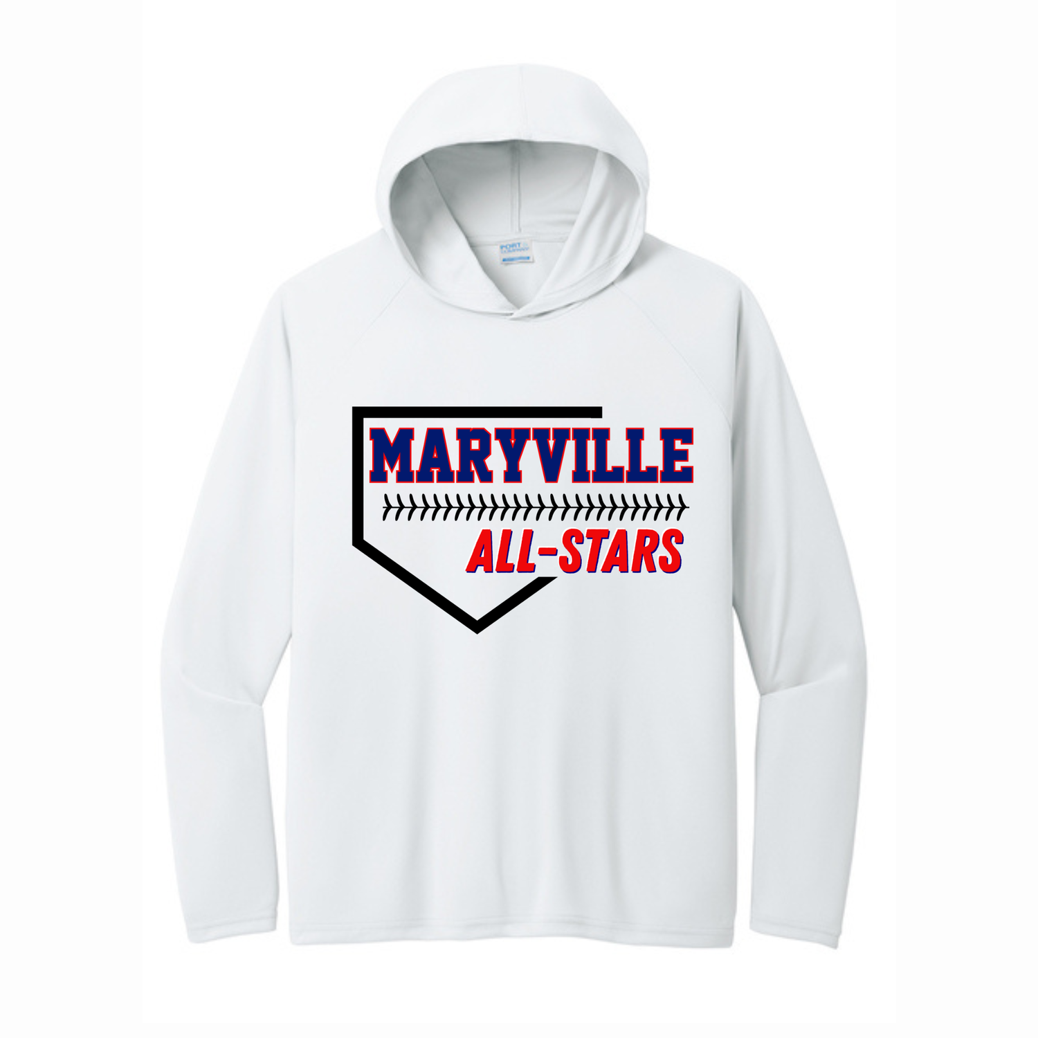 Long Sleeve Drifit w/ Hood-Maryville All Starts Plate Strikethrough