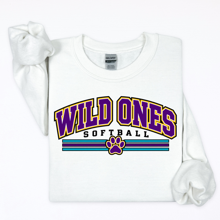 Wild Ones Softball- Teal Lines with Paw Print Middle