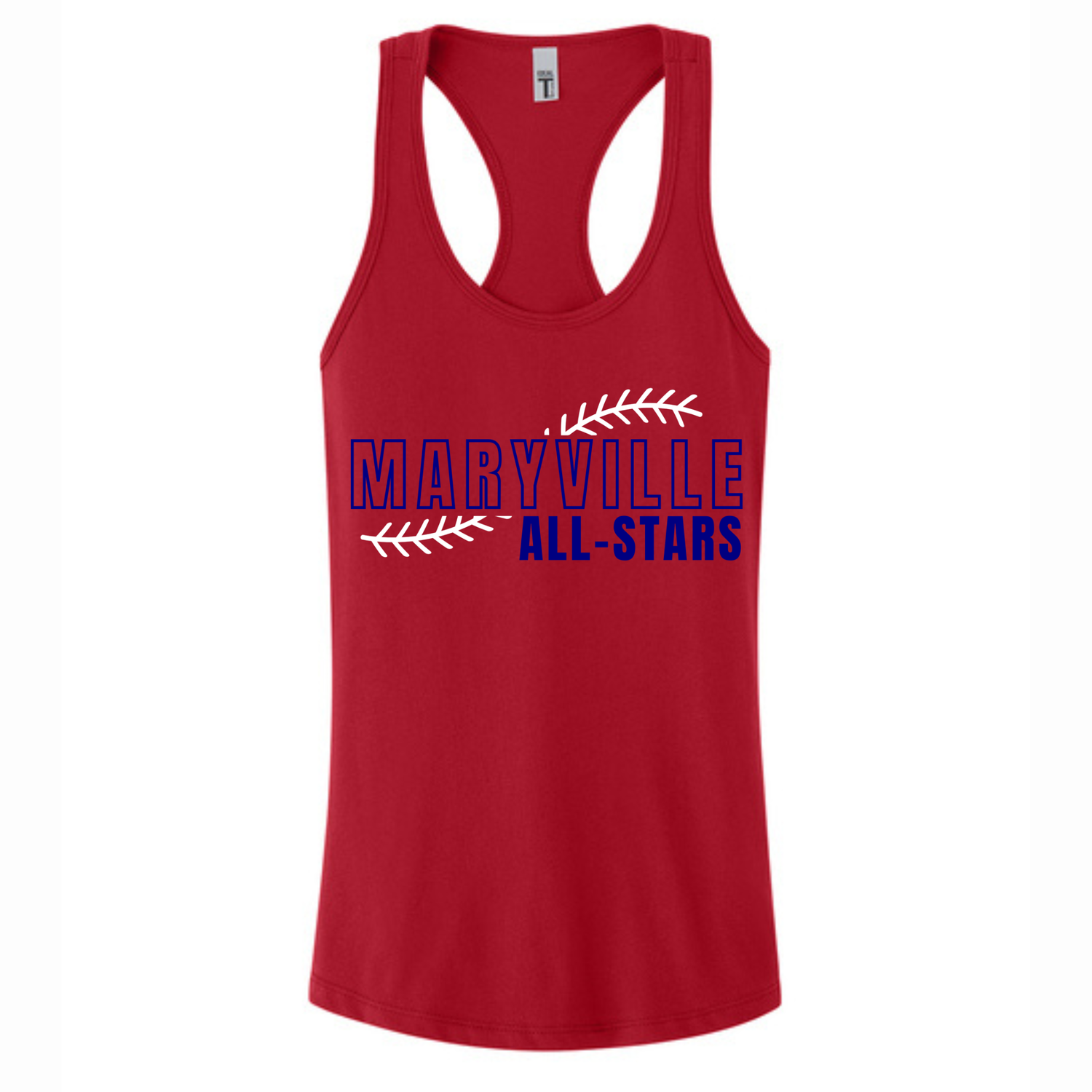 Womens Racerback Tank Top- Maryville Seams Strikethrough