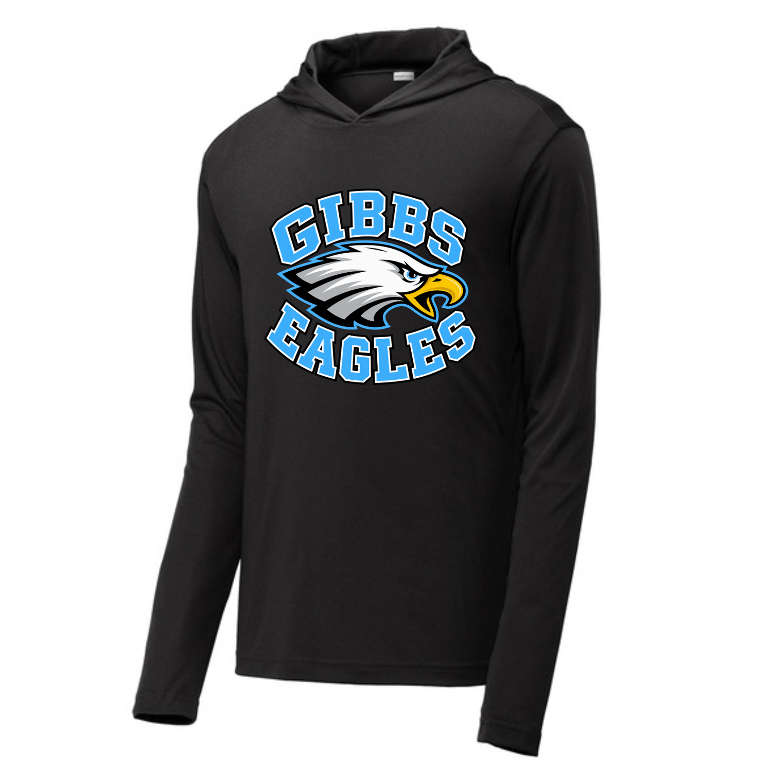 Long Sleeve Drifit w/ Hood- Gibbs Eagles w/ Logo