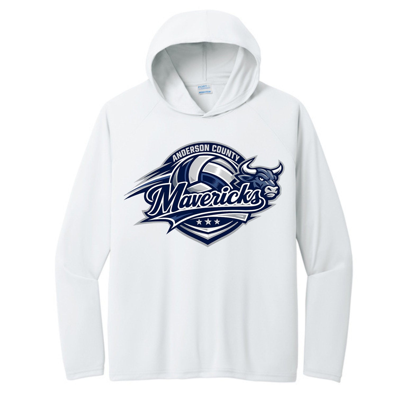 Long Sleeve Drifit w/ Hood- Mavericks Volleyball w/ Bull