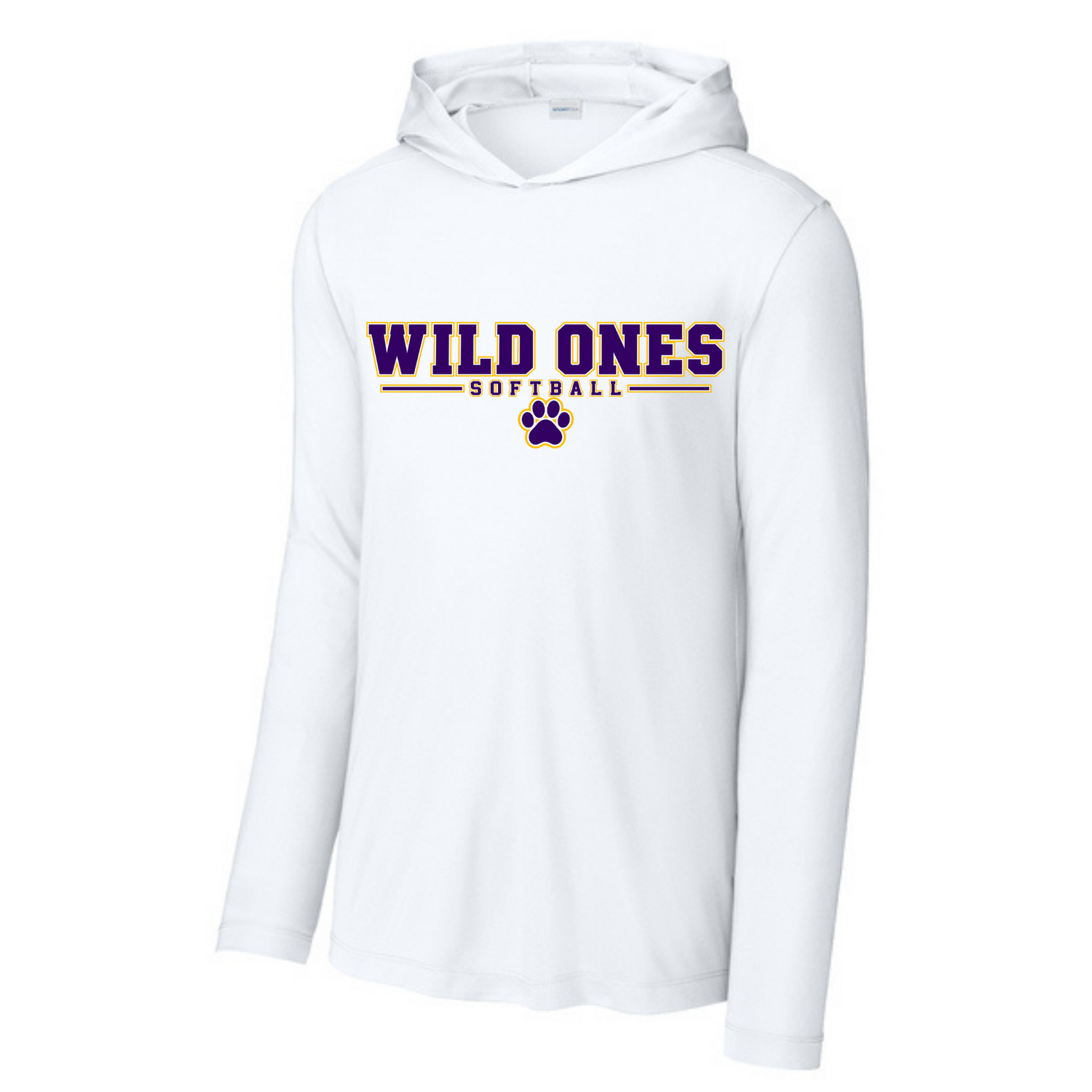 Long Sleeve Drifit w/ Hood- Wild Ones Softball Lines and Paw Print