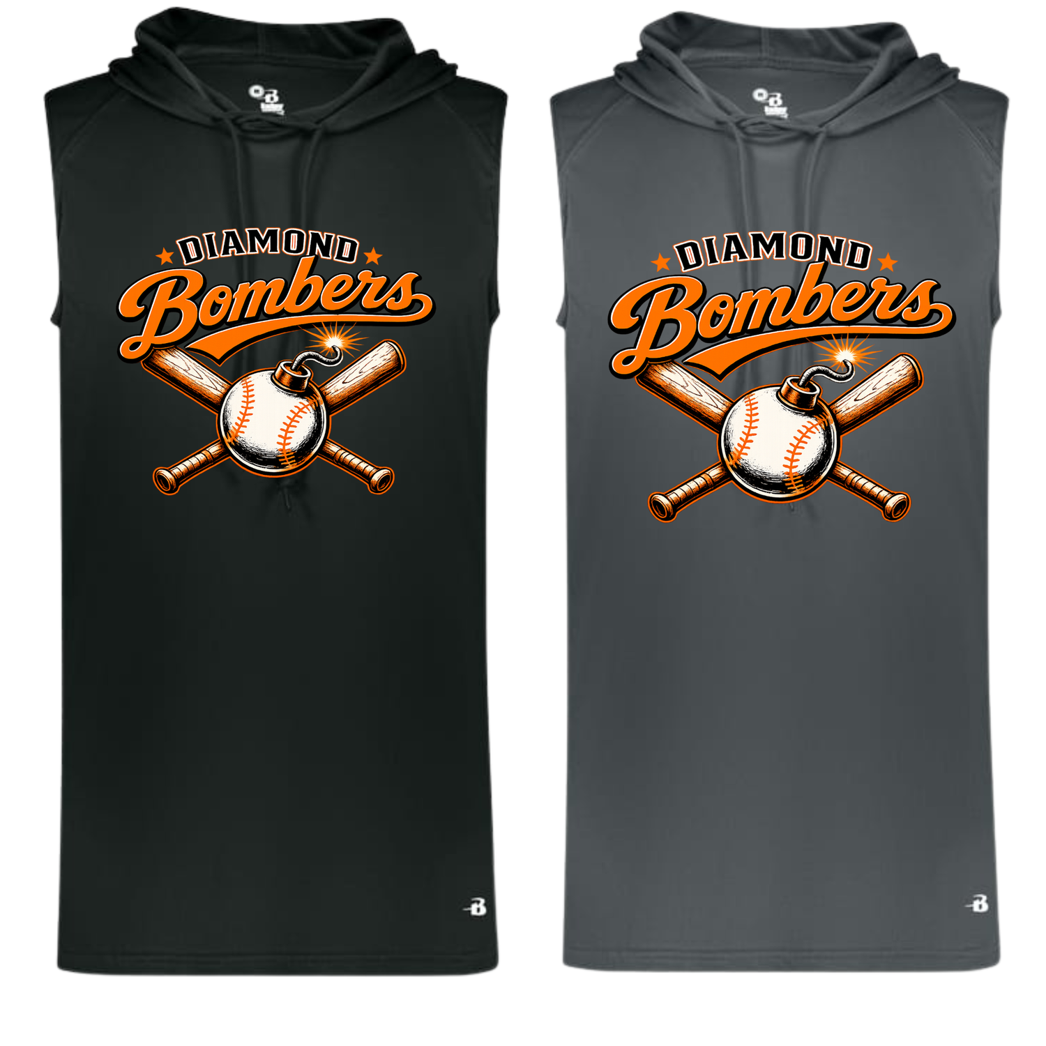Badger Brand Sleeveless Hoodie- Bombers Logo