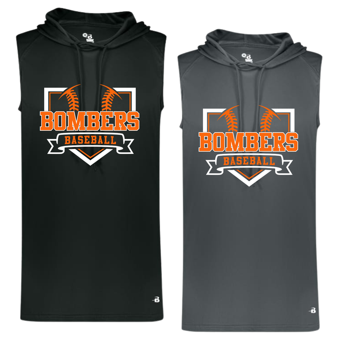 Badger Brand Sleeveless Hoodie- Bombers Plate & Ball