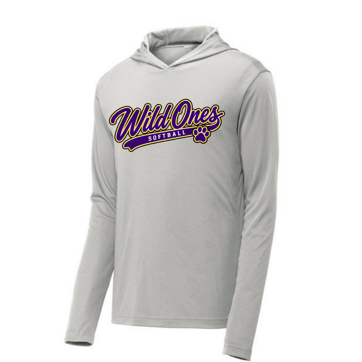 Long Sleeve Drifit w/ Hood- Wild Ones Softball Cursive
