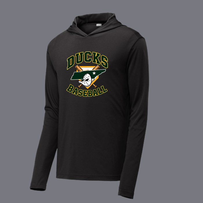 Long Sleeve Drifit w/ Hood Ducks Baseball- Crossed Bats