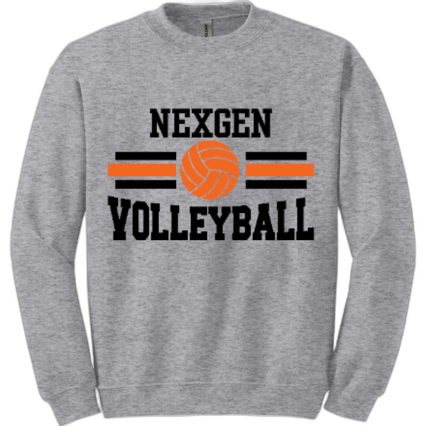 Adult Crewneck Nexgen Volleyball -Orange& Black line