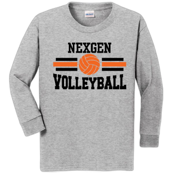 Youth Long Sleeve Nexgen Volleyball-Orange & Black Lines