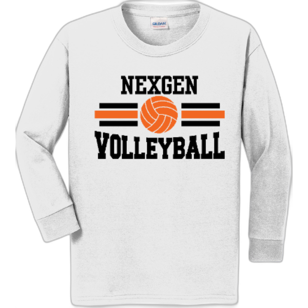 Youth Long Sleeve Nexgen Volleyball-Orange & Black Lines