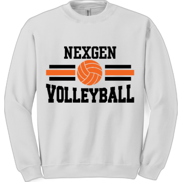 Adult Crewneck Nexgen Volleyball -Orange& Black line